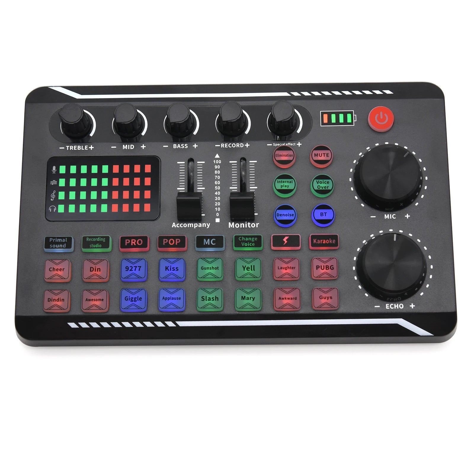 Live Sound Card And Audio Interface With DJ Mixer Effects Voice Changer Bluetooth-compatible Mixer For Live Streaming Singing