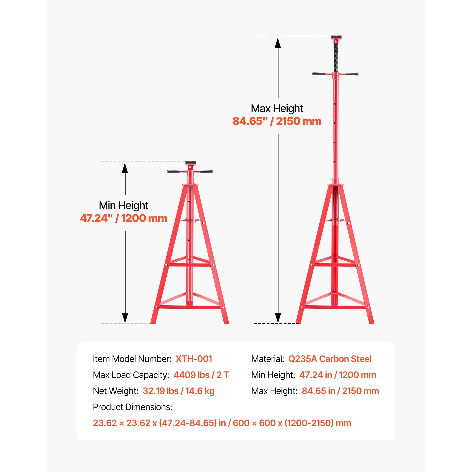 Under Hoist Tripod Stand 2 Ton Adjustable Height