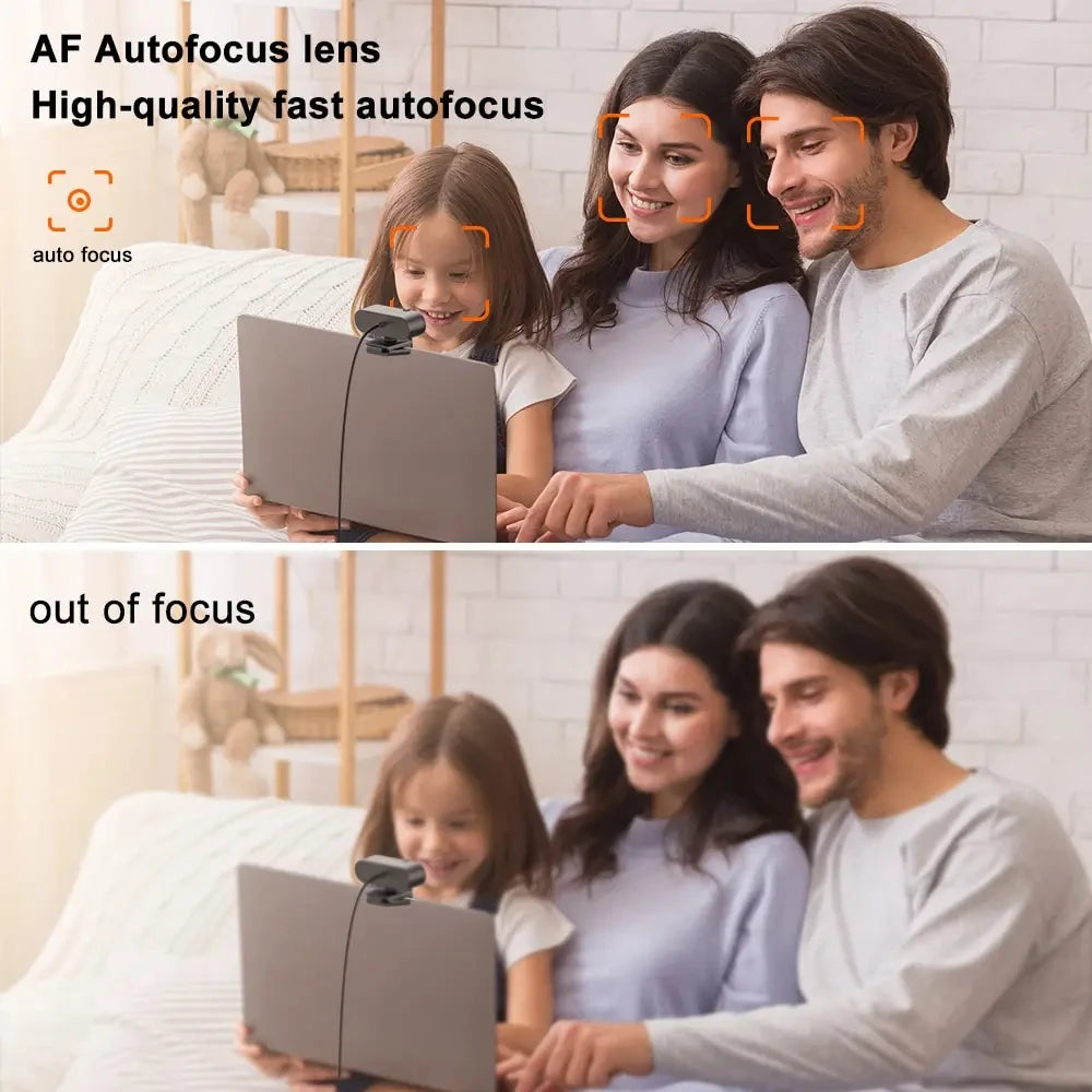 USB Autofocus Webcam with Microphone & Sliding Lens Cover