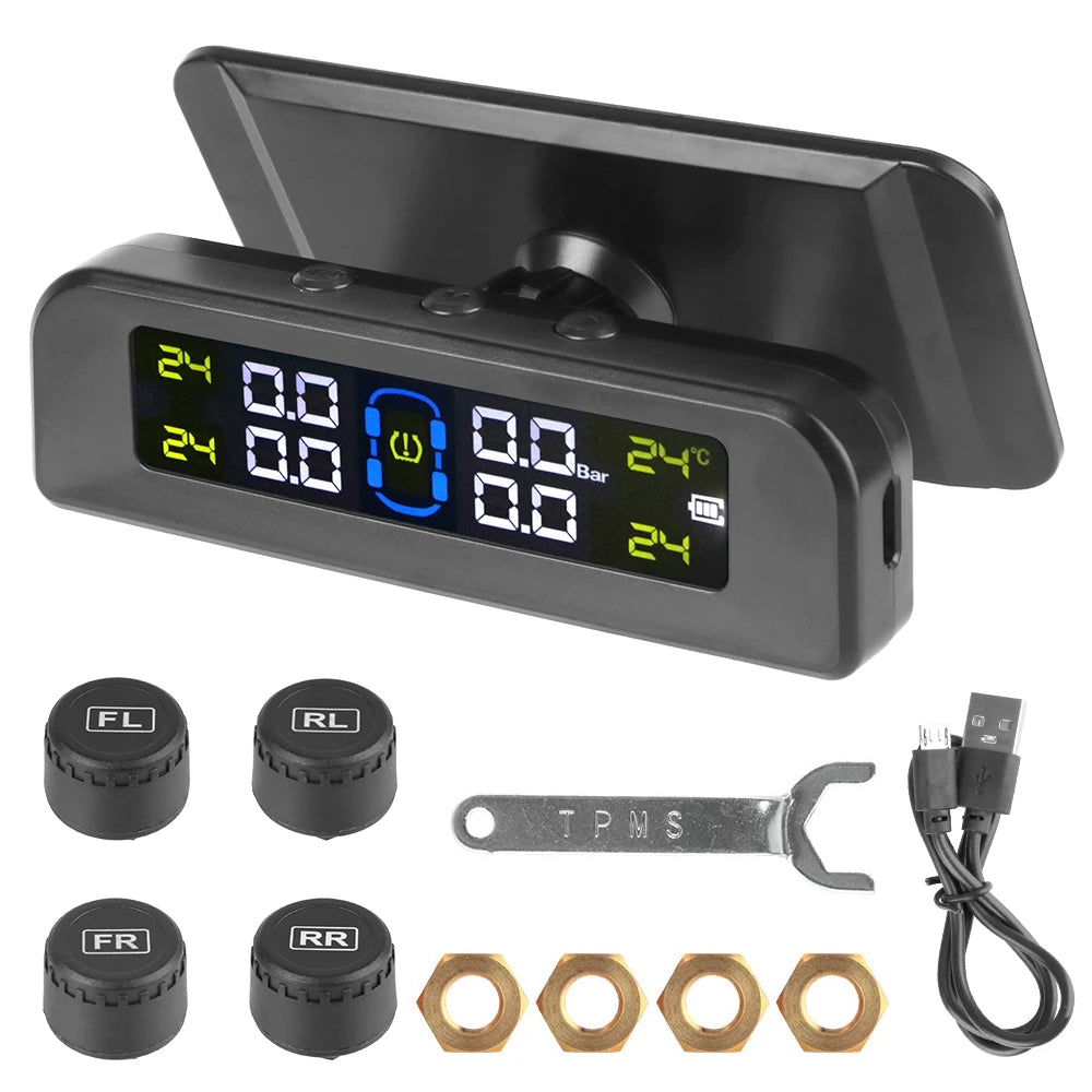 Solar TPMS Tire Pressure Monitoring System with External Sensors