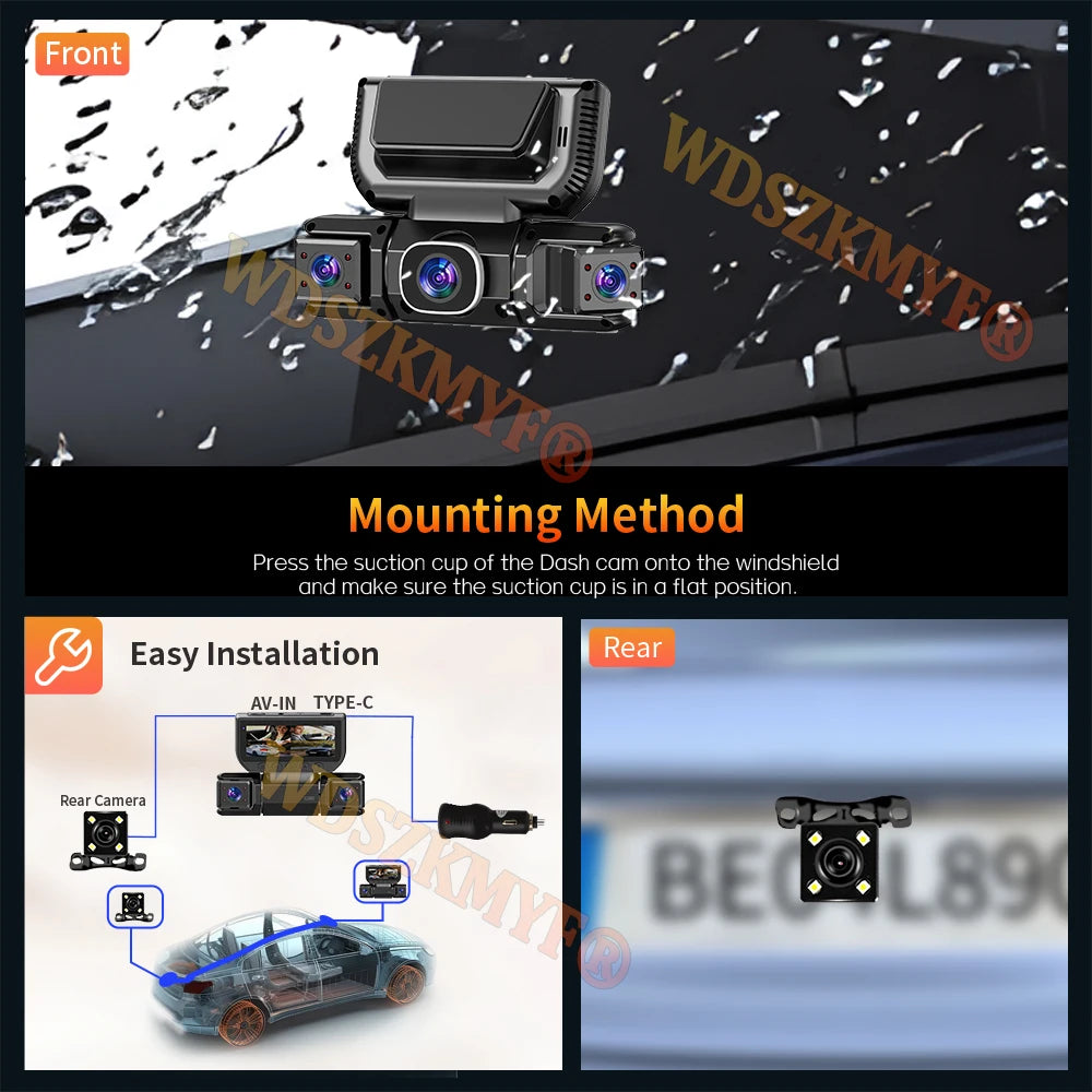 4-kanálová 360° WiFi kamera do auta s nahrávaním v 1080P a parkovacím monitorom