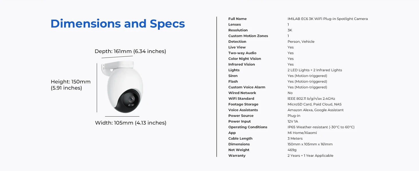 IMILAB EC6 3K Outdoor WiFi Security Camera with 360° Tracking