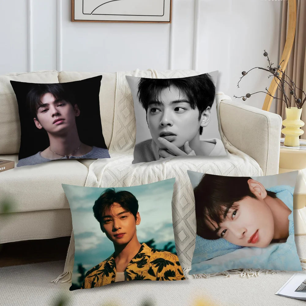Cha Eun Woo Cushion Cover, Square Printed Pillow Case 30-70 cm