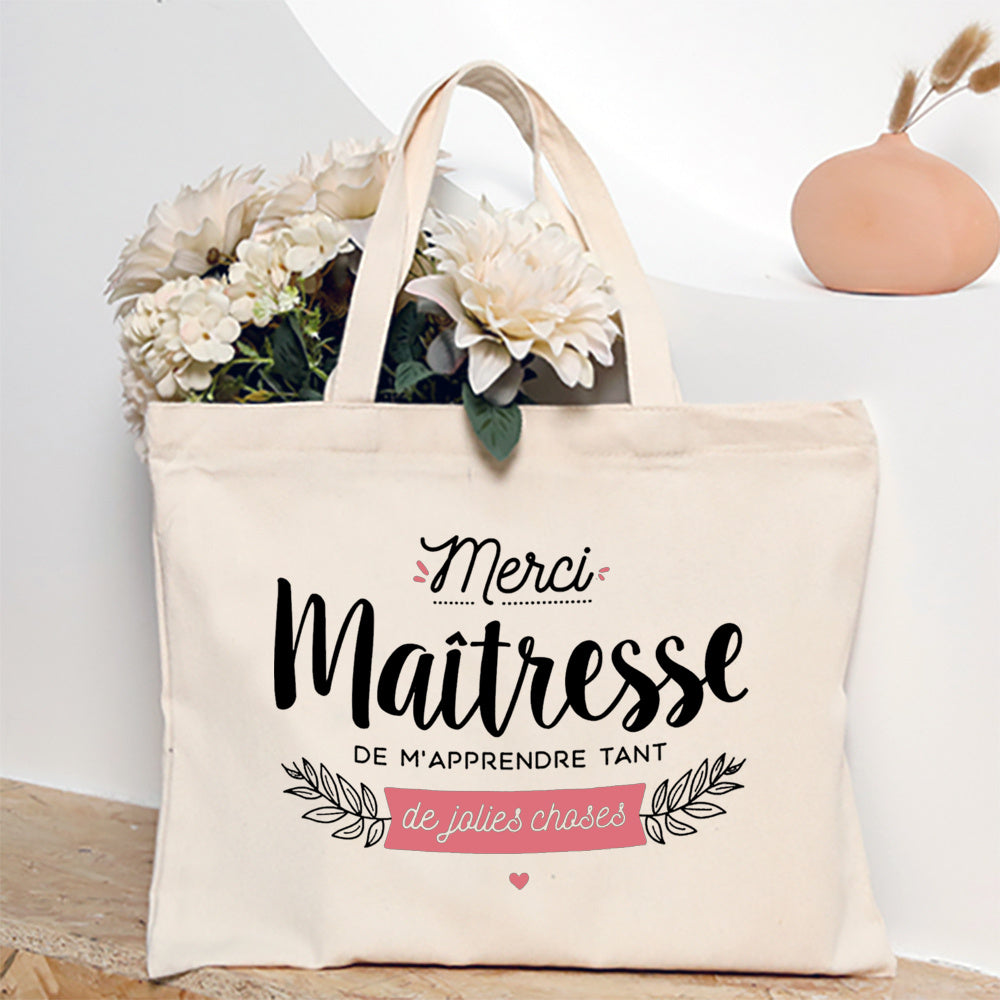 Thank You Teacher Stampa Francese Borsa a Spalla Donna Borsa in Tela Borse da Shopping Borse Femminili Borsa Riutilizzabile Migliori Regali per Maitresse