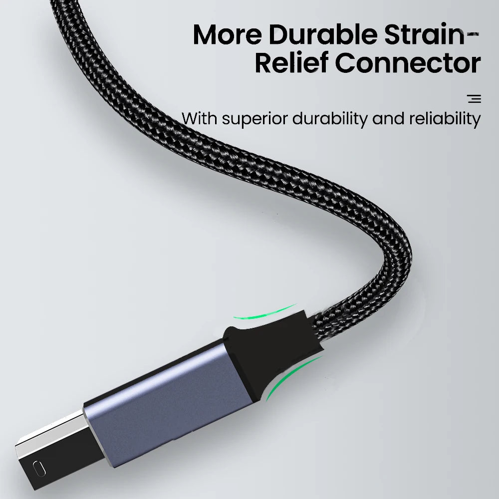 Skriverkabel fra USB-C eller USB-A til USB-B, 0.5–3 m
