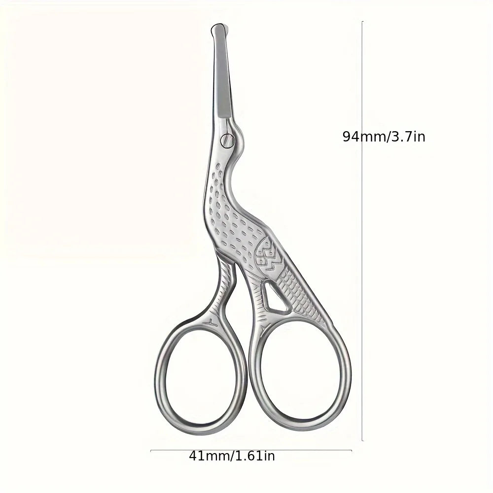 Round Head Stainless Steel Nose Hair Scissors Stork Type BeautyScissors ForEyebrows Nose Hair Beard Ear Hair Eyebrow Scissors