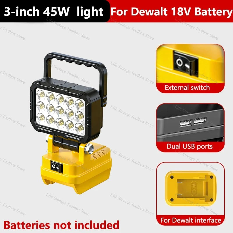 Cordless LED Work Light with USB Port, 3- to 8-Inch Options