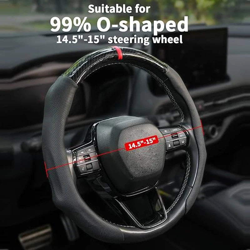 SEAMETAL Car Steering Wheel Cover Nappa Leather Snap-On Clip Installation With Return Mark Non-slip Steering Wheel Protector