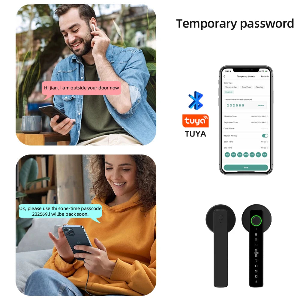 RAYKUBE M5 Tuya BLE Smart Fingerprint Door Lock Digital Electronic Lock with Password/Key/IC Card/ Smartlife/ Tuya APP Unlock