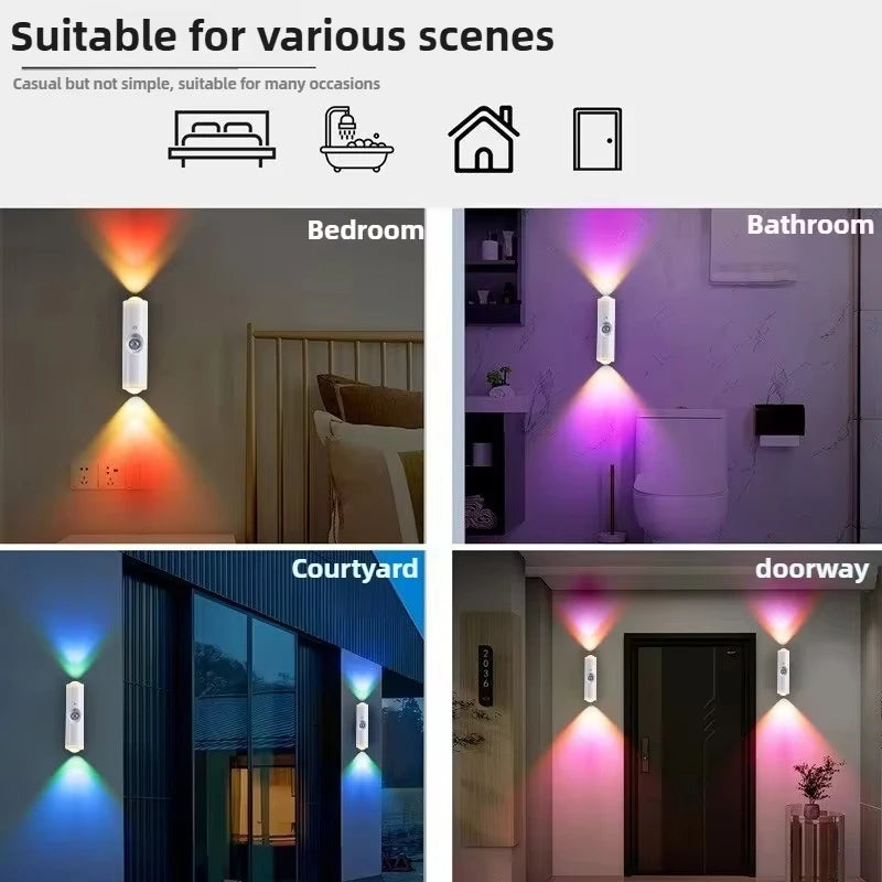 Ladattava kaksipäinen liiketunnistimella varustettu seinävalaisin