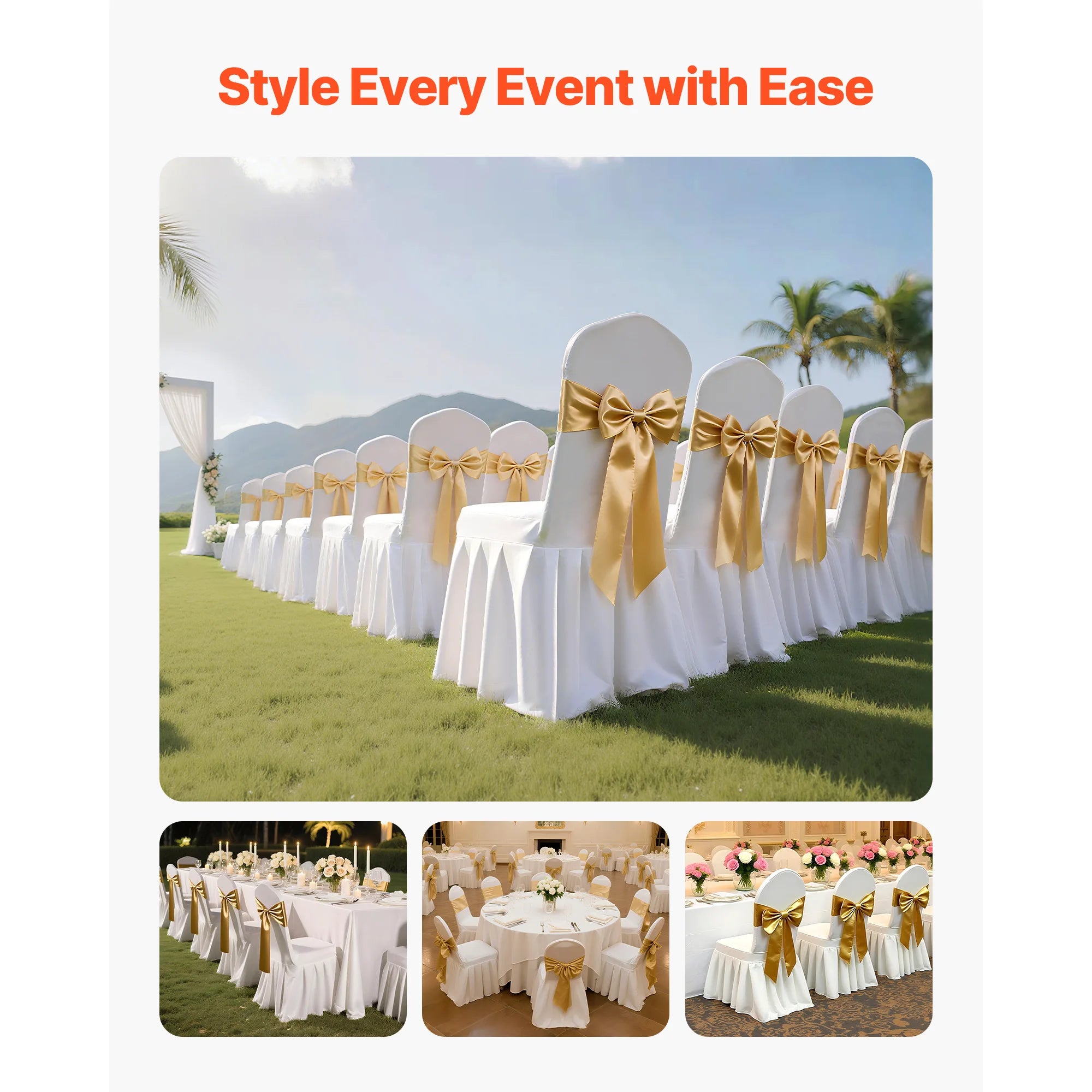SucceBuy 30 Pcs White Chair Covers Polyester Spandex Chair Cover Stretch Slipcovers Removable Chair Cover for Party, Banquet