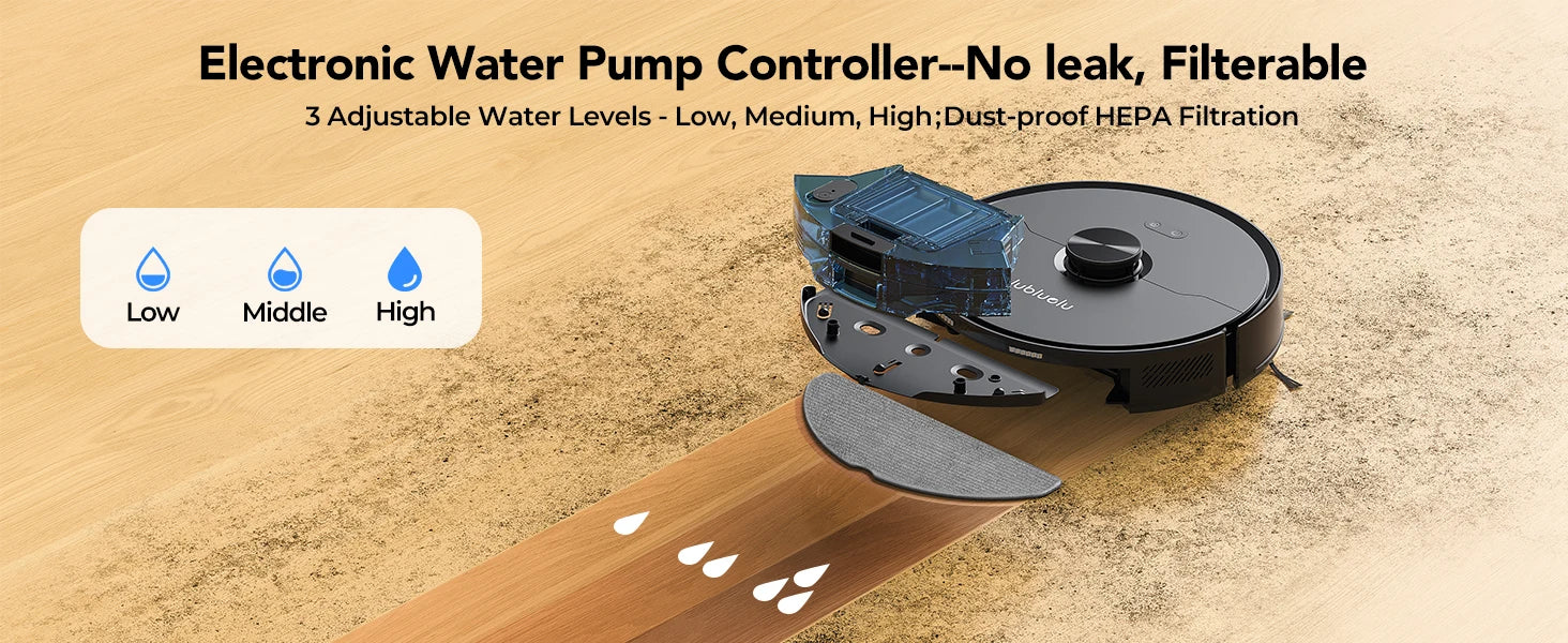 Robot aspirator cu mop combinat 5500Pa, navigație LiDAR, control inteligent prin aplicație