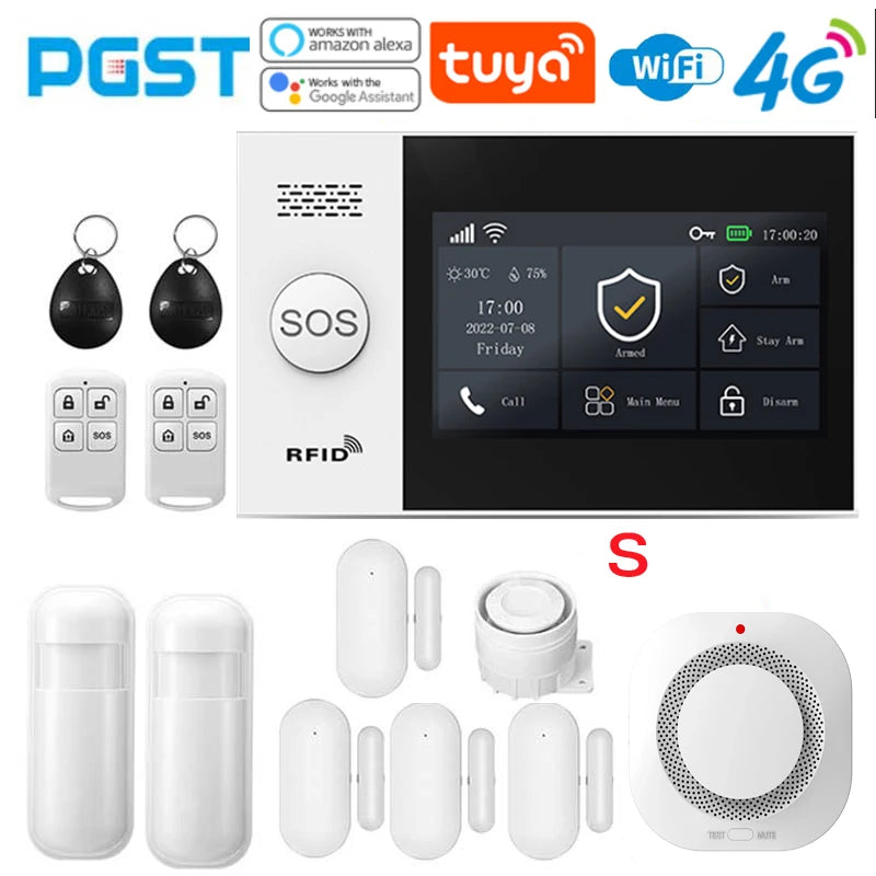 4.3-Inch Smart Home Alarm System with Touch Screen, WiFi, 4G, and Infrared Sensor