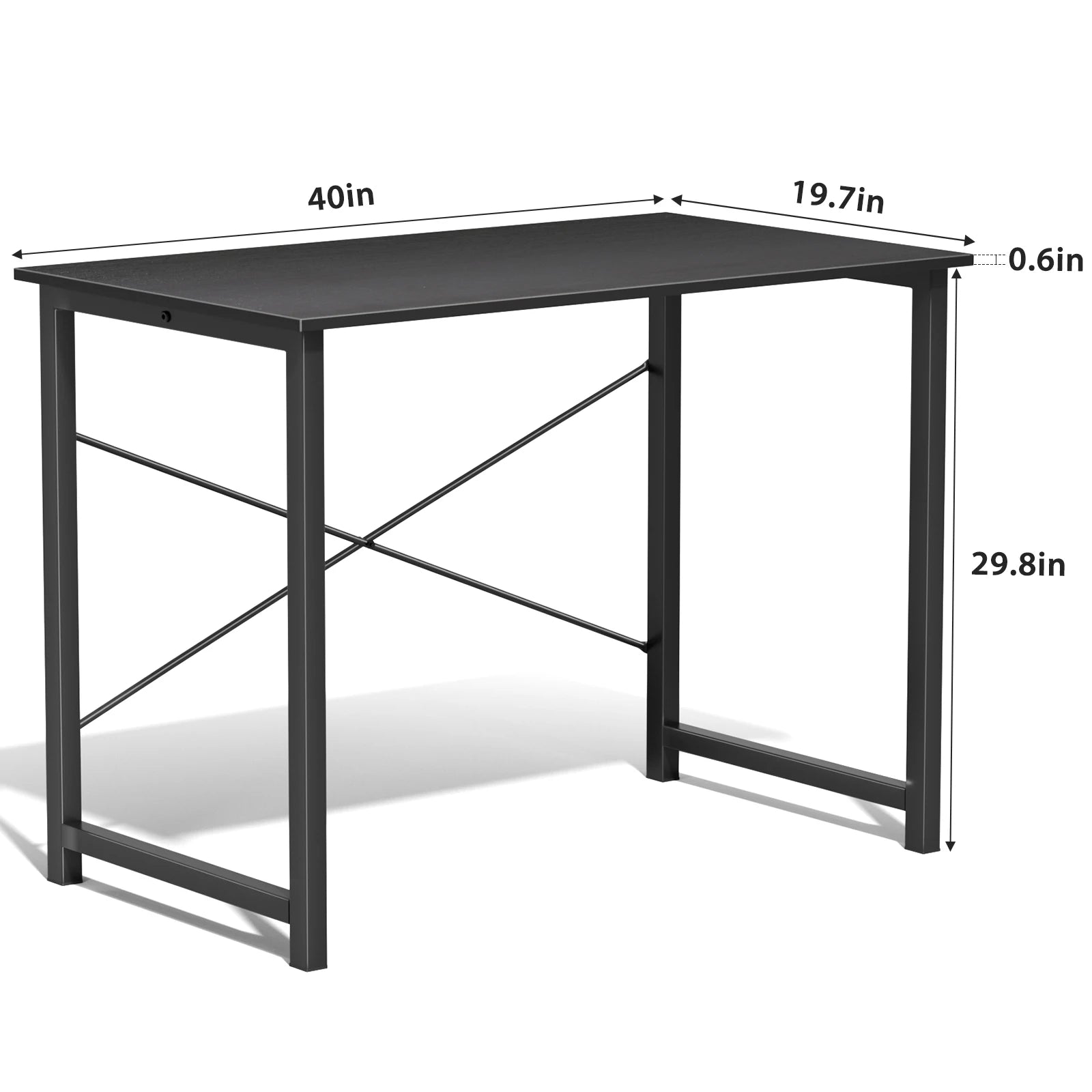 Modern Compact Computer Desk with Metal Frame & Wood Top