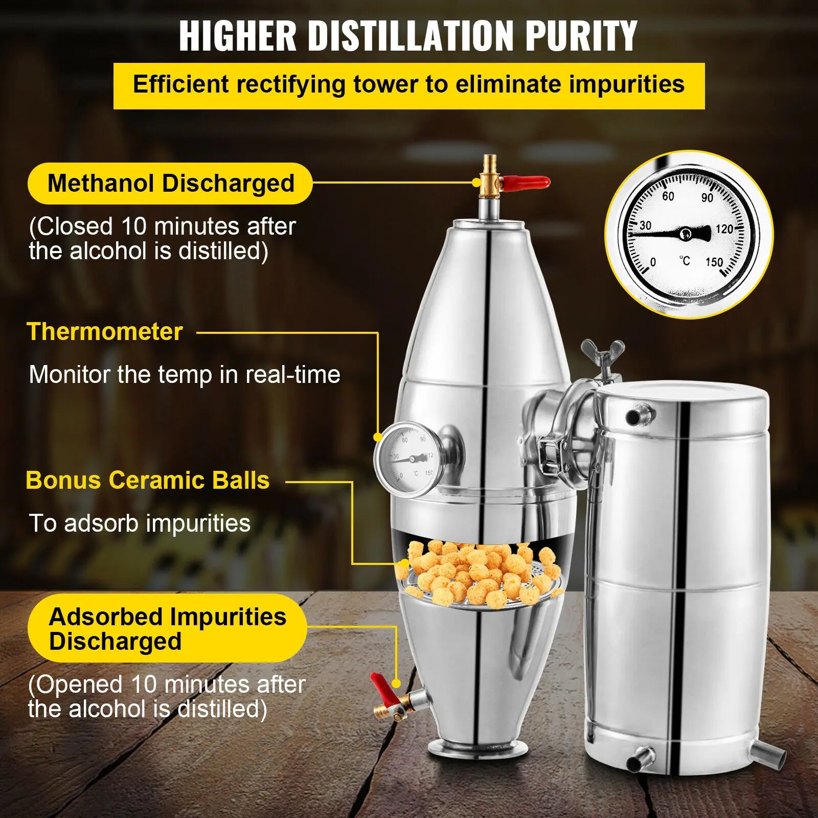 SucceBuy machine distillatrice d’alcool 20L-70L, équipement de brassage de bière, kit d’appareils DIY pour vin, moonshine, distributeur, appareil domestique