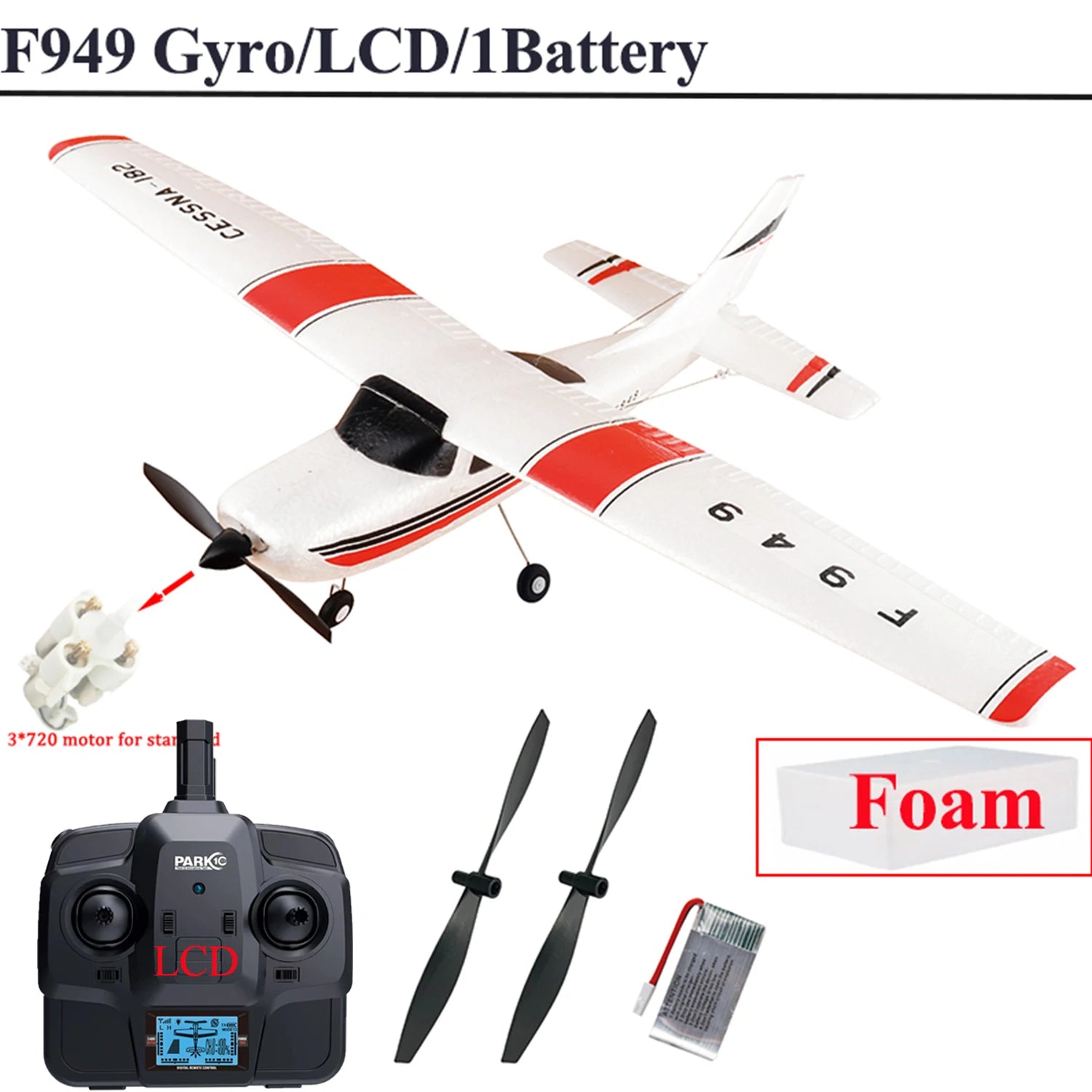 【C0】WLtoys 2.4G F949 LCD Version RC Airplane Cessna 182 3D6G 3Ch Fixed Wing Plane Outdoor Drone RTF With Gyroscope And Night