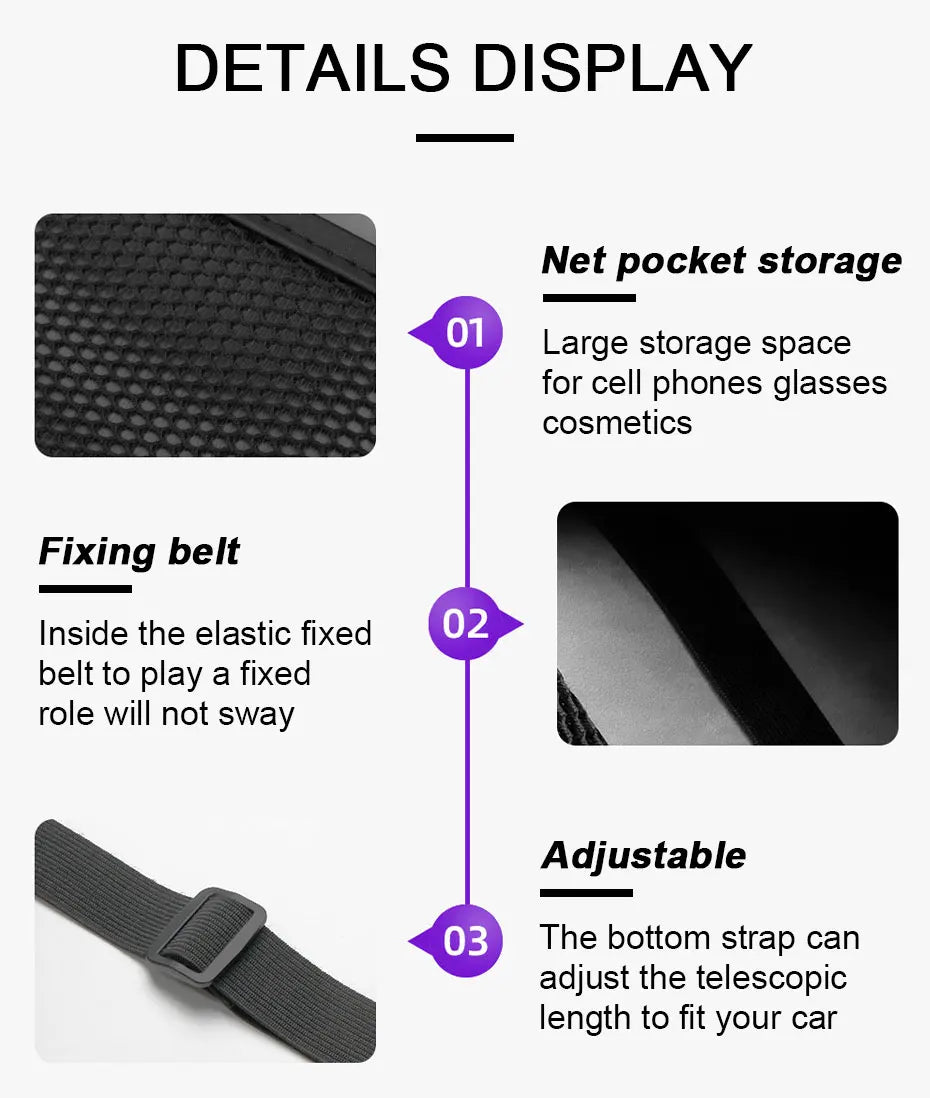 SEAMETAL Car Seat Side Storage Bag Hanging Auto Seat Organizer Tissue Holder Universal Mesh Storage Pocket for Phone Bottle