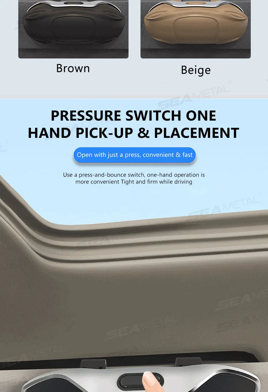 SEAMETAL Large Car Glasses Holder Clip on Sun Visor Sunglasses Holder Universal Car Eyeglasses Case Anti Scratch Flocking Layer