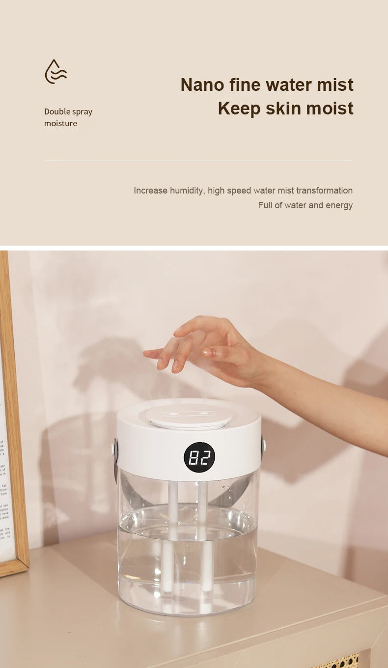 3 L USB Ultrasonic Humidifier with Dual Mist Outlets