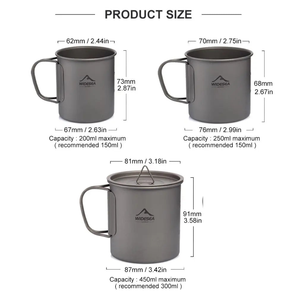 Titanium Cup with Lid Foldable Camping Coffee Mug