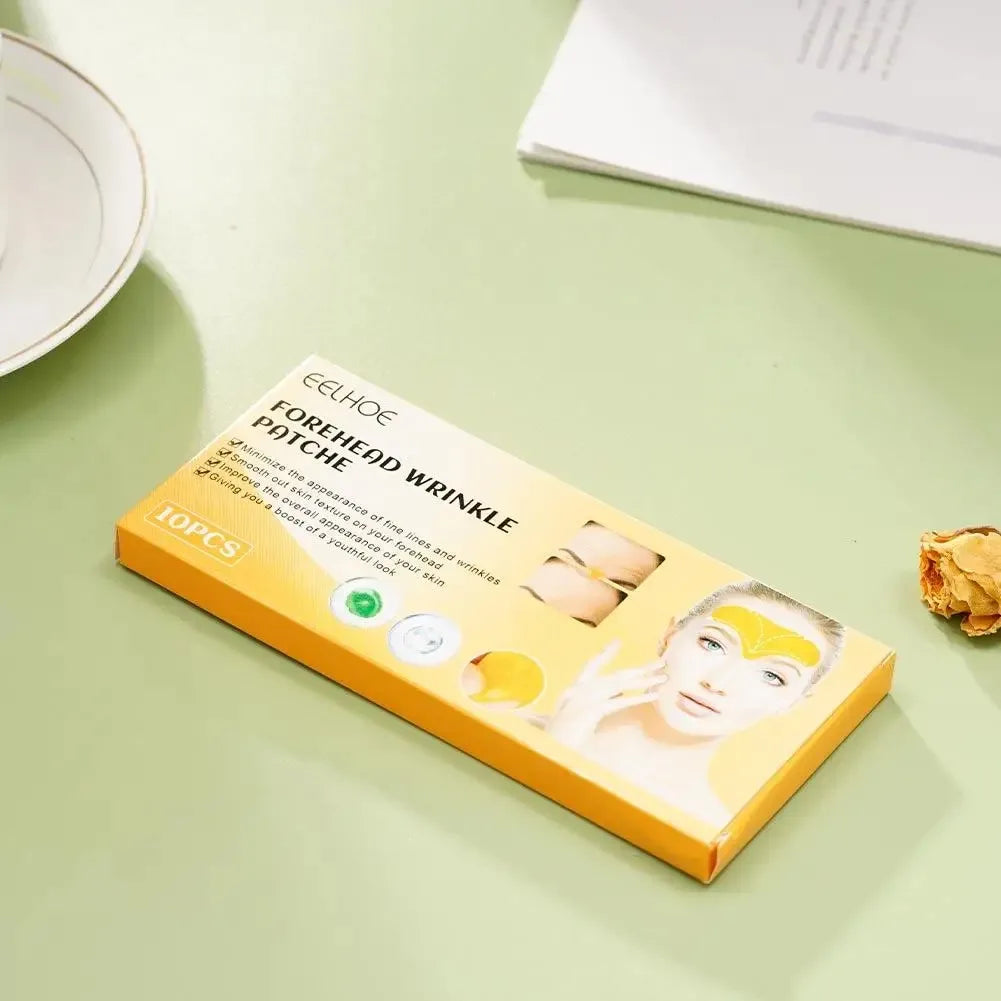 10pcs/box Forehead Wrinkle Patch Lightening Forehead Wrinkle Gel Patch Hydrolyzed Collagen Firming Mask Facial Skincare Stickers