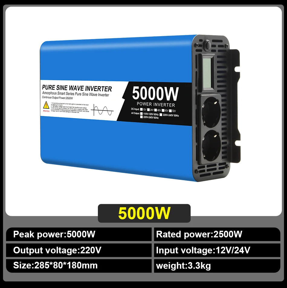 Pure Sine Wave Power Inverter 12V/24V to 220V