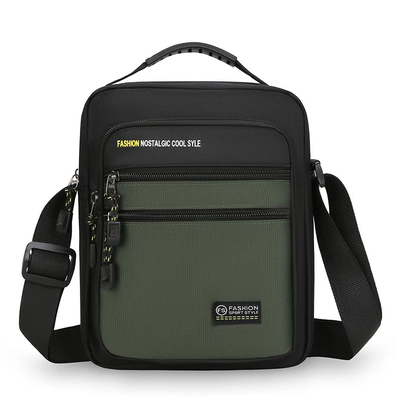 Borsa a tracolla in tessuto Oxford con tasche multiple