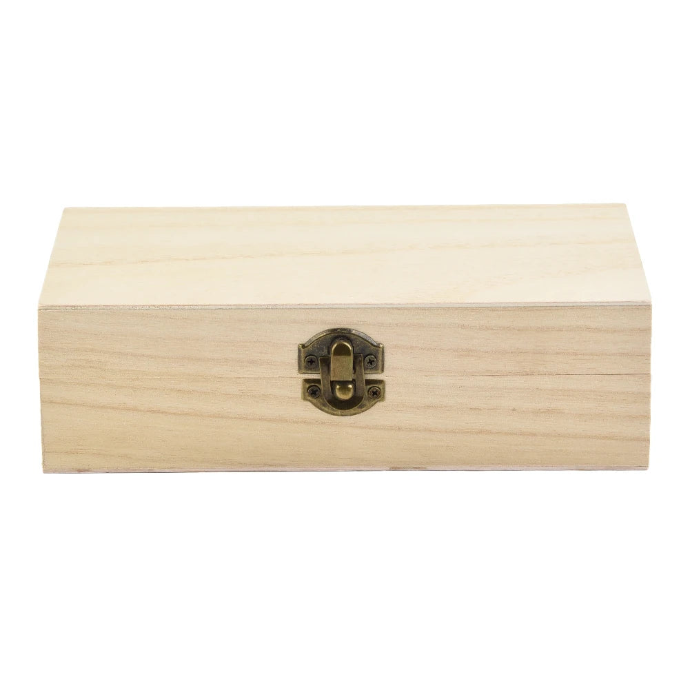 Rectangular Wooden Keepsake Box with Clasp