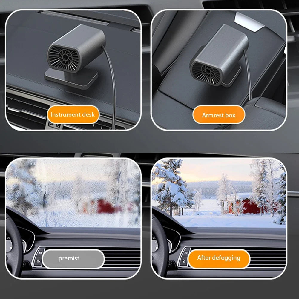 12V 200W Car Heater Demister Strong Suction Type Heating Fan Electric Cooling Windshield Defroster Defogging Demister For Winter