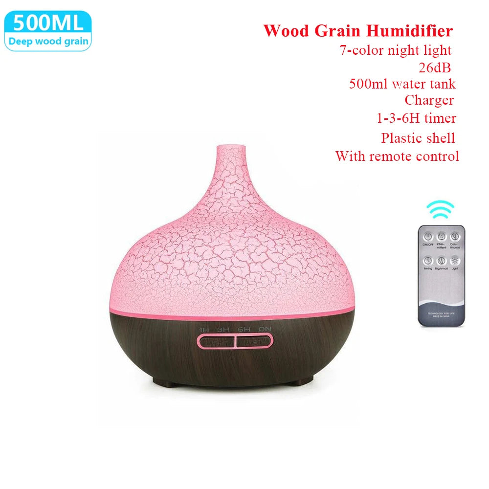 Humidificador ultrassónico e difusor de aromas com controlo remoto