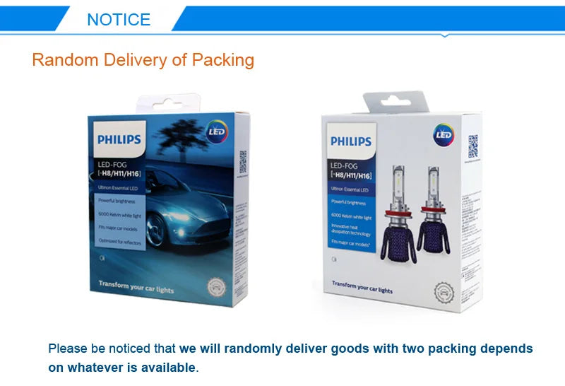 Philips LED H4 H7 HB3 HB4 H8 H11 H16 Ultinon Essential Auto svetlá 6000K Jasný biely HIR2 9012 9005 9006 LED Upgrade žiarovky