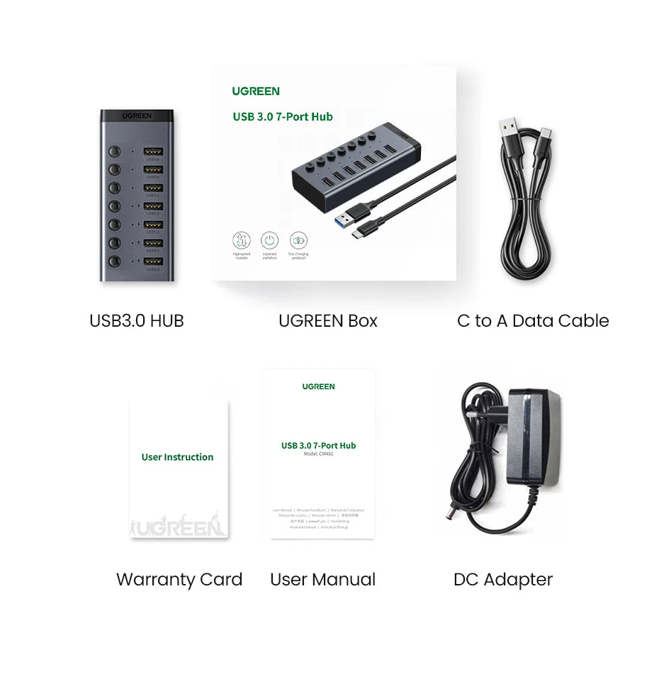 Seven-Port USB 3.0 Hub with Individual Switches