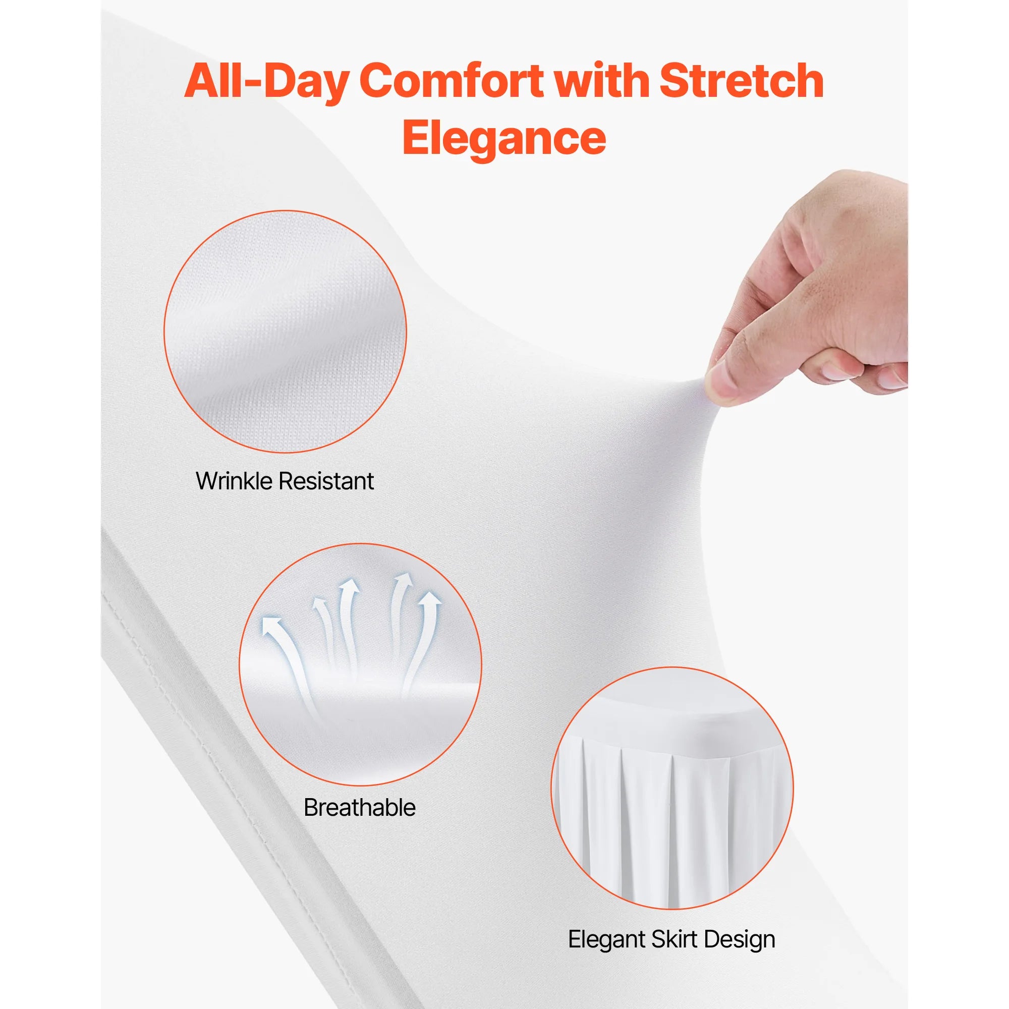 SucceBuy 30 Pcs White Chair Covers Polyester Spandex Chair Cover Stretch Slipcovers Removable Chair Cover for Party, Banquet