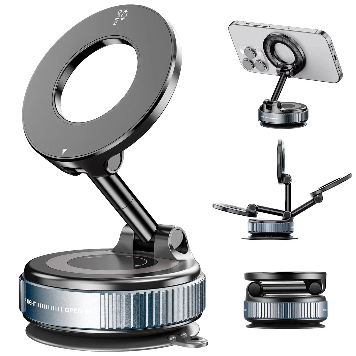 Support magnétique pour téléphone de voiture Ventouse mécanique Pivot 360° Adsorption magnétique Support universel de navigation
