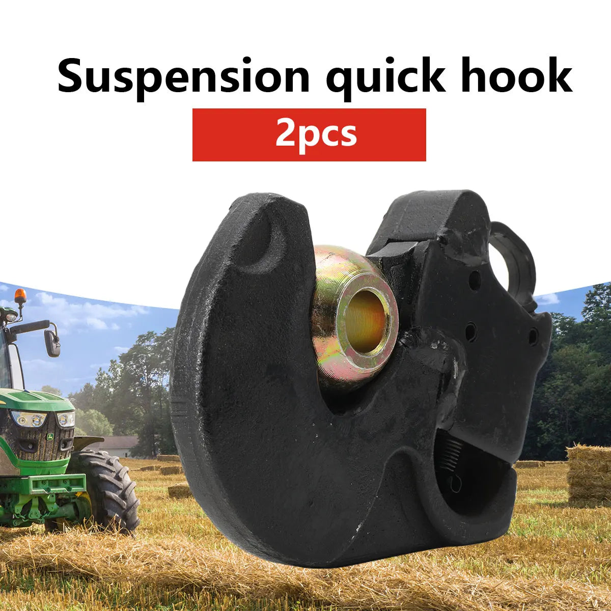 2-Pack CAT II Lower Link Quick Hitch Hooks with Balls for 60-120 HP Tractor 36MnCr5 Steel 8.1 Kg Heavy-Duty Hitching System 2-Pack CAT II Lower Link Quick Hitch Hooks with Balls – 60–120 HP Tractor 36MnCr5 Steel 8.1 kg