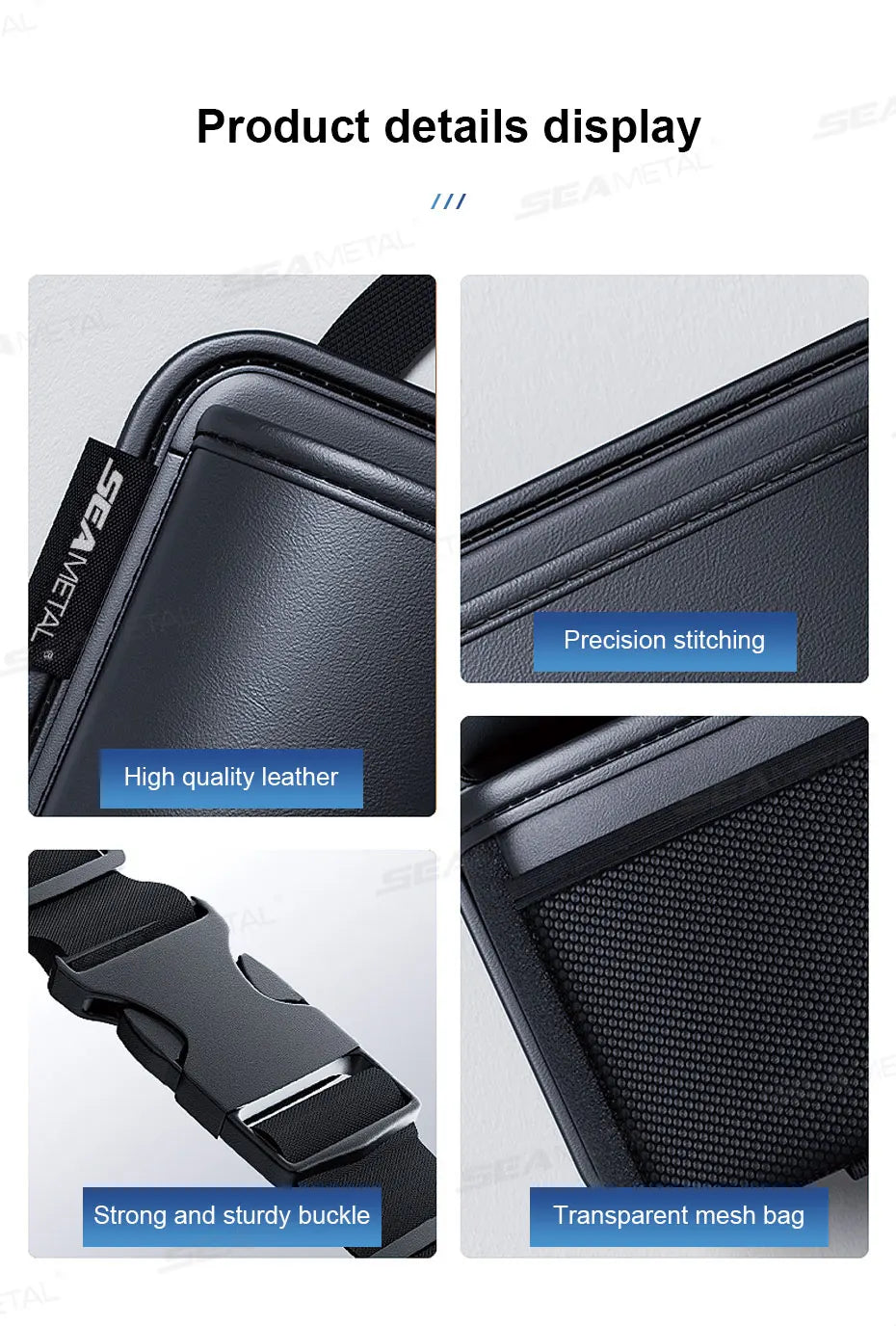 SEAMETAL Car Trunk Organizer Hanging Backseat Storage Bag Hook and Loop Fastener Leatherette Storage Pocket for SUV/MPV/Truck