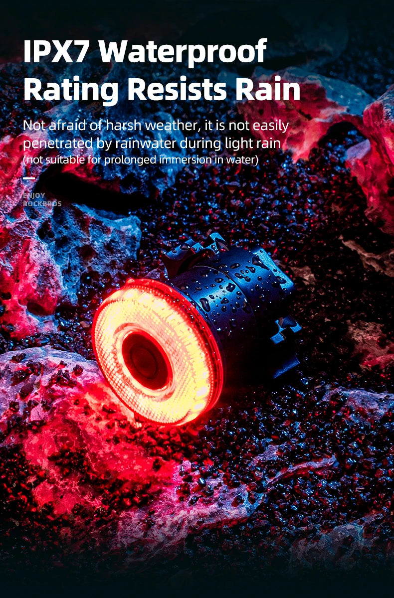 Smart cykel baklampa med bromssensor och USB-uppladdningsbar vattentät design