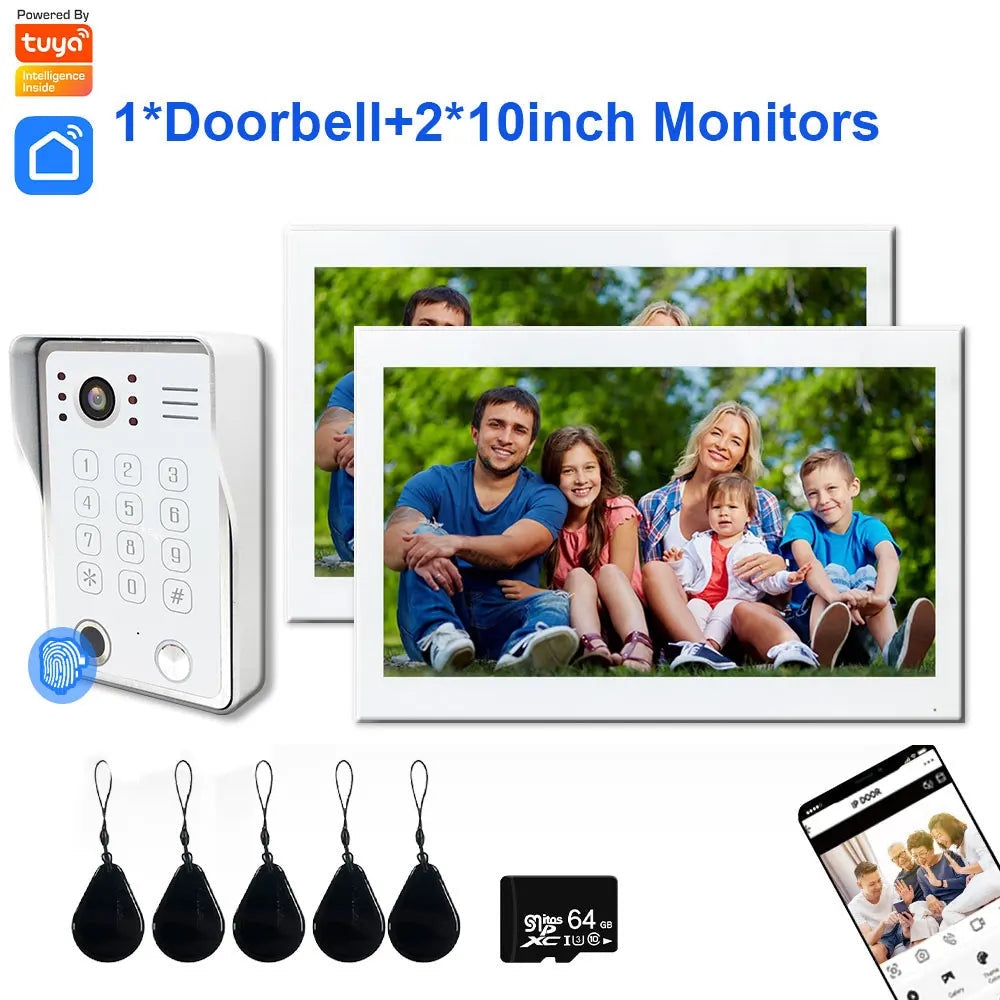 Fingerprint 5in1 Unlock Wifi Doorbell Video Intercom System For Home Doorphone Tuya Smart 1080P Touch Monitor Security Protect