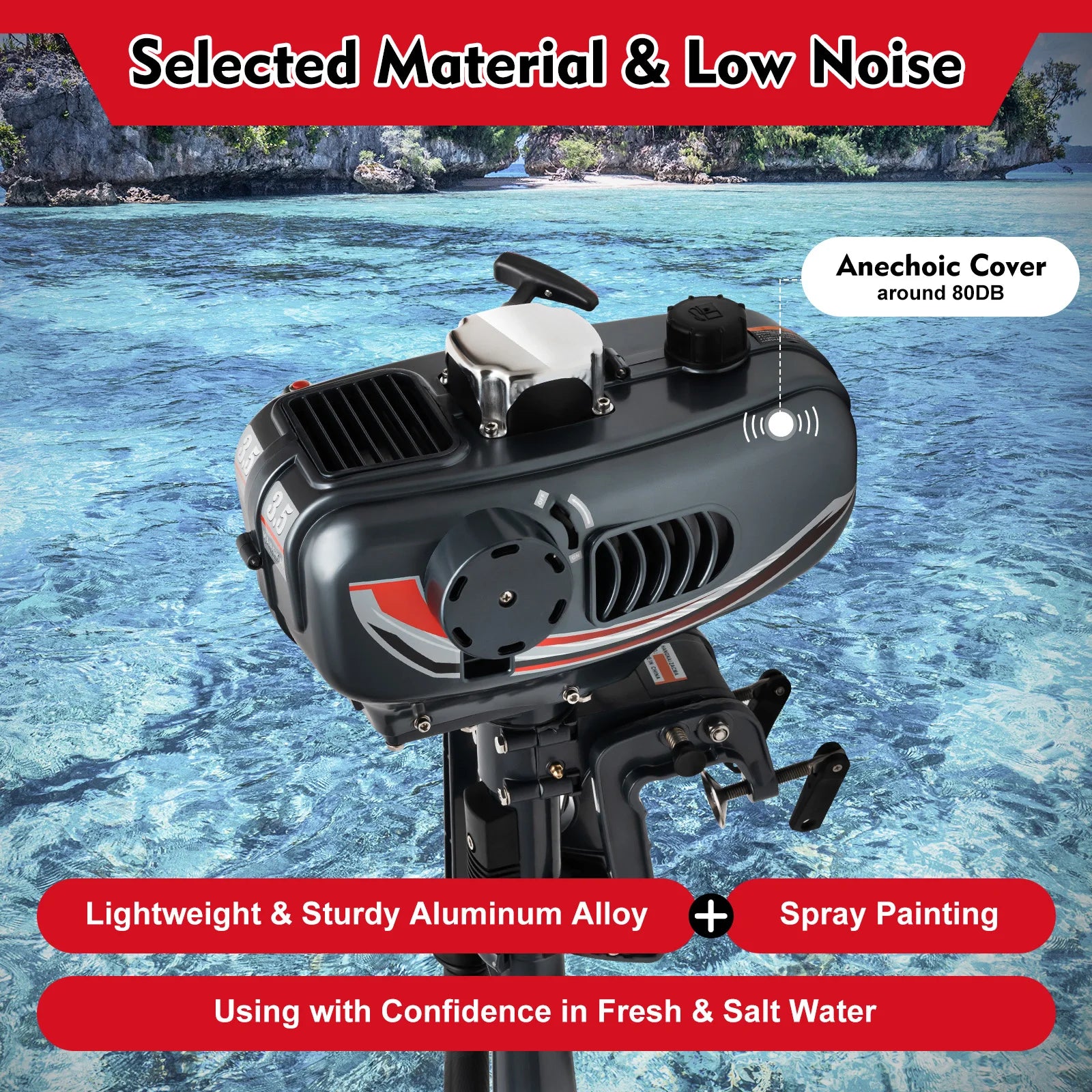 3.5HP Gasoline Outboard Motor with Manual Tilt and Anti-Vortex Plate