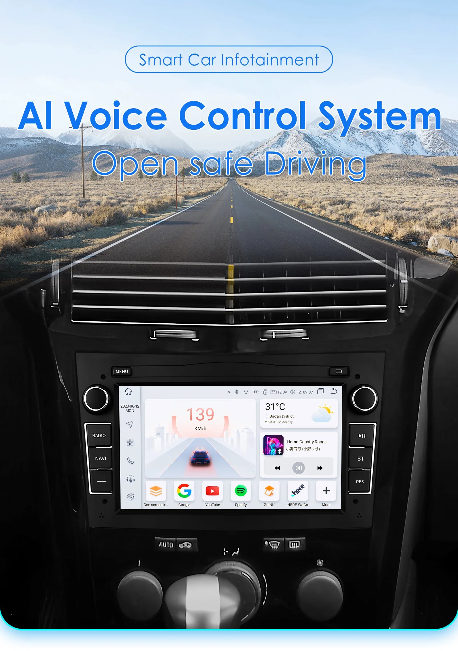 HIZPO 7-Inch Android Car Radio with CarPlay for Opel