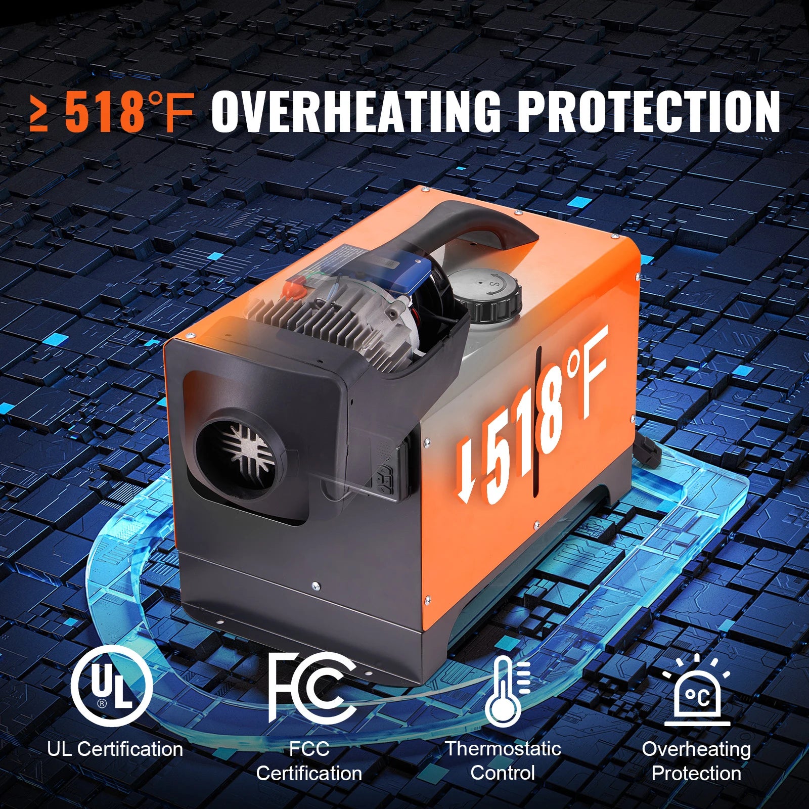 Дизельний повітряний обігрівач 5/8 кВт 12В Все-в-одному з дистанційним керуванням та Bluetooth