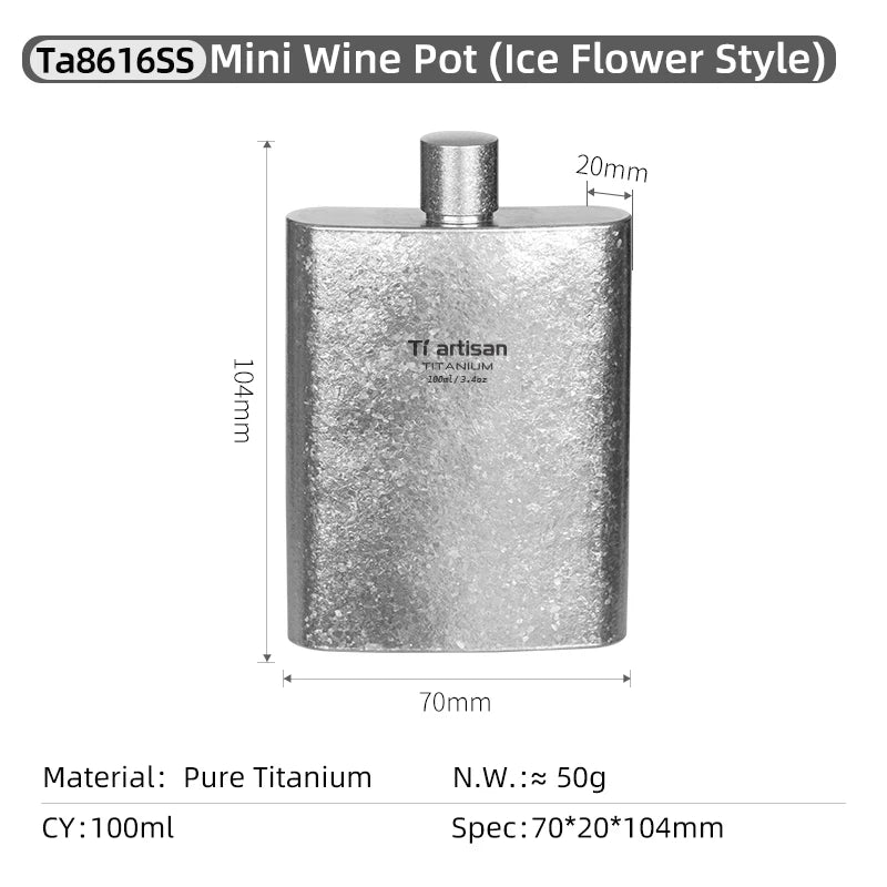 Titanium Pocket Flask 100ml with Funnel