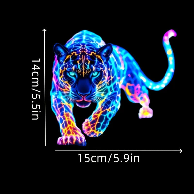 1PC Vibrant Neon Leopard Motorcycle Stickers Waterproof for Scooter Fuel Tank Front Fairing Vinyl Decals Car Window Decoration