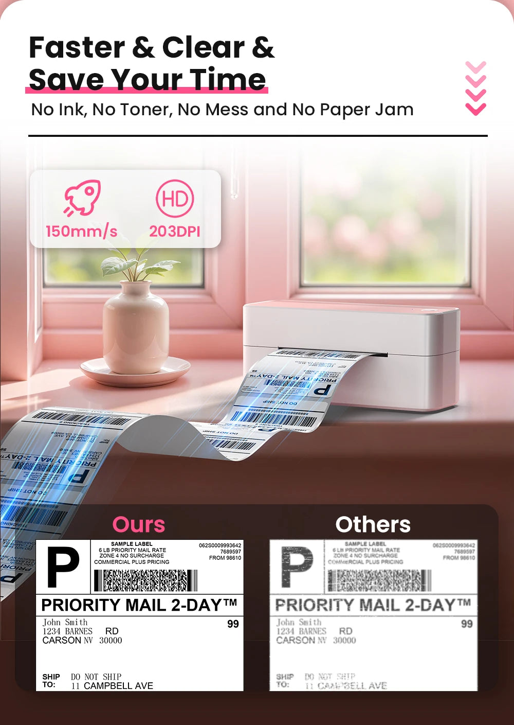 Phomemo 241 Bluetooth Termal Etiket Yazıcısı 4x6 Gönderi Etiketleri için