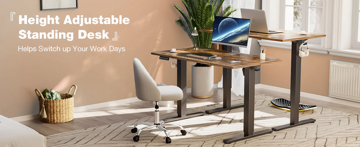 Electric Height Adjustable Standing Desk 63x24 Sit Stand Workstation
