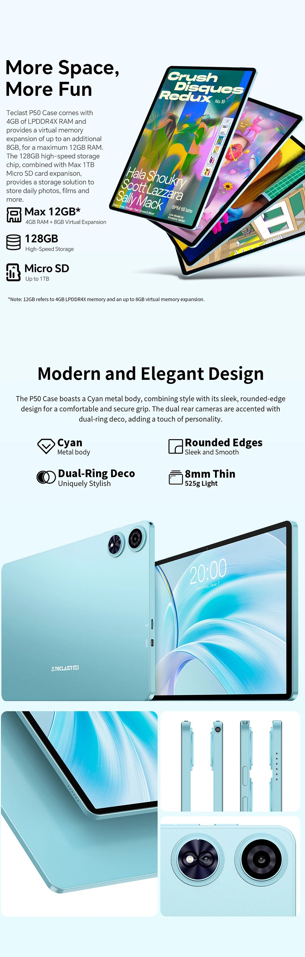 Teclast P50 Custodia Android 15 Tablet