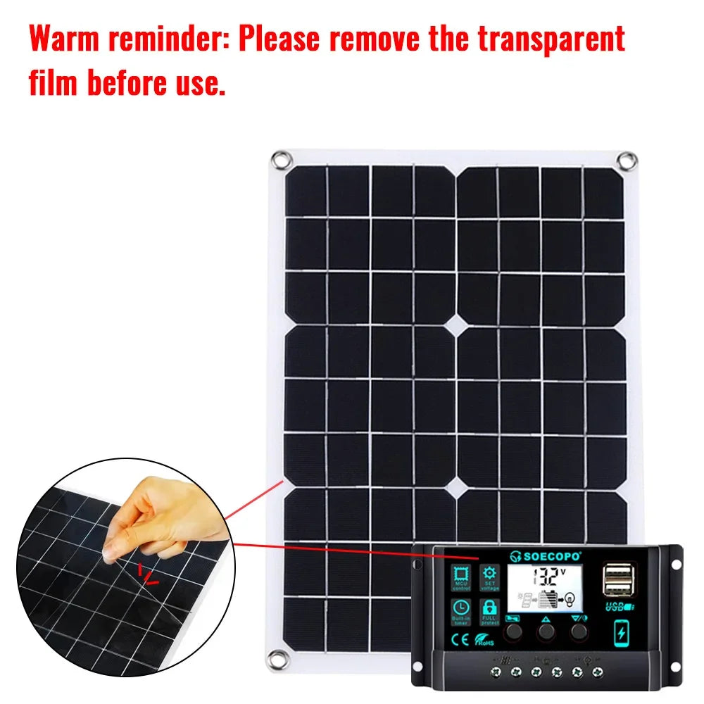 (U.S Stock ) SOECOPO 1000W Portable Solar Panel Kit 2*500W Photovoltaic Panels for Camping Free 100A Controller USB Home Balcony