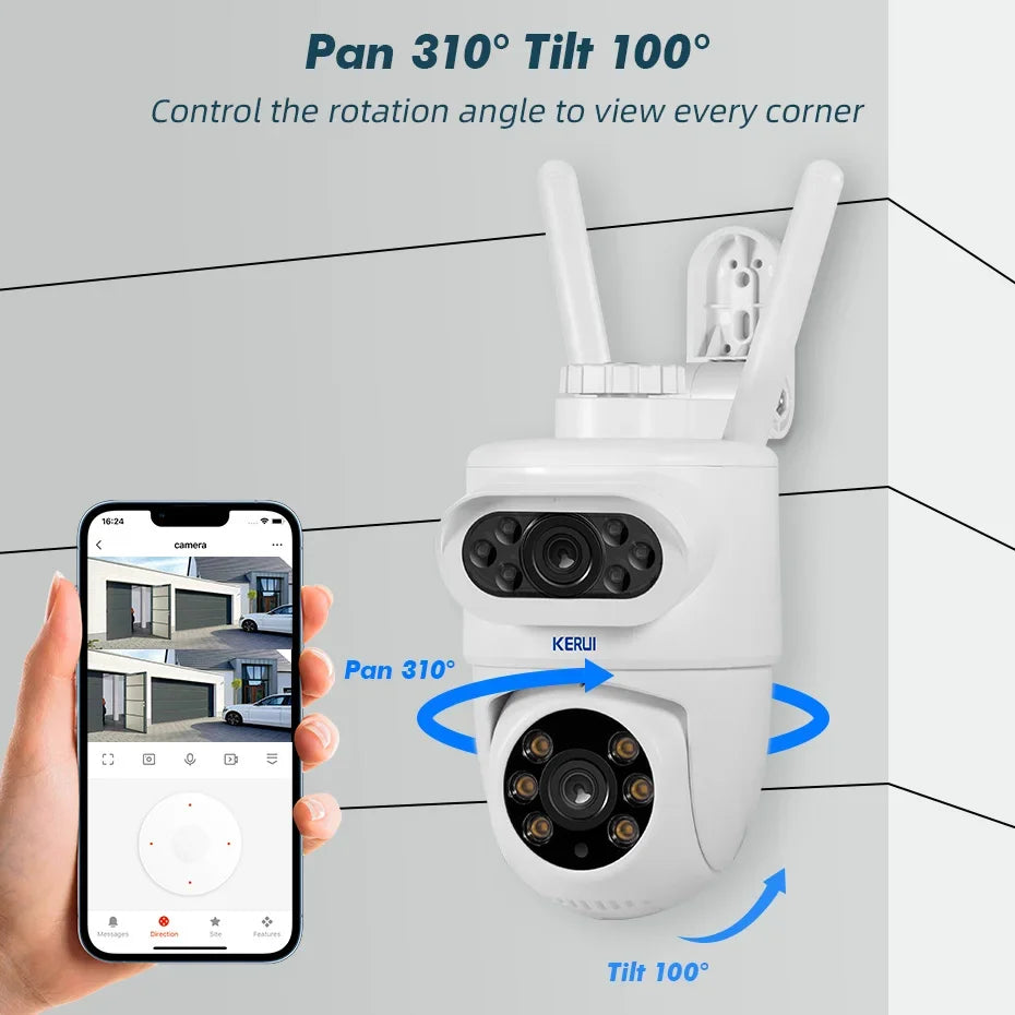 Outdoor 10MP 5K HD Dual Lens WiFi PTZ Security Camera