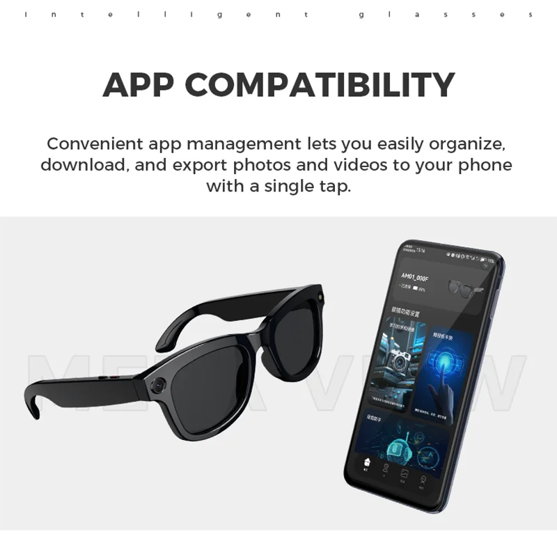 Slimme bril met camera, AI-vertaling en Bluetooth-audio M01