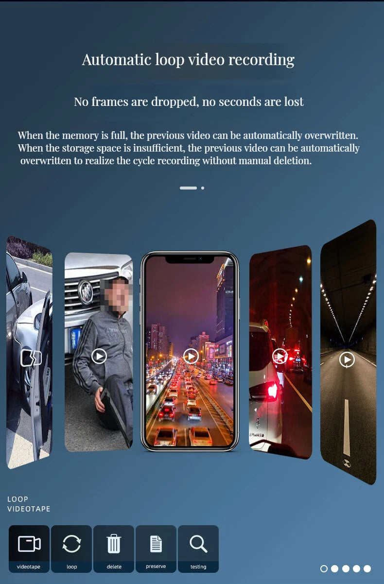 2K 1440P WiFi Dashcam med natvision, stemmestyring og GPS